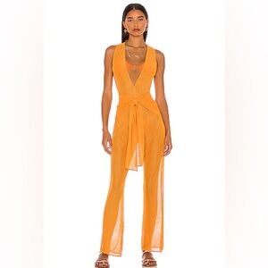 Brand new knit wrapped Vesta orange jumpsuit Camila Coehlo